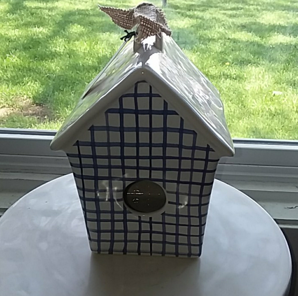 Rae Dunn Plaid "Perch" Birdhouse